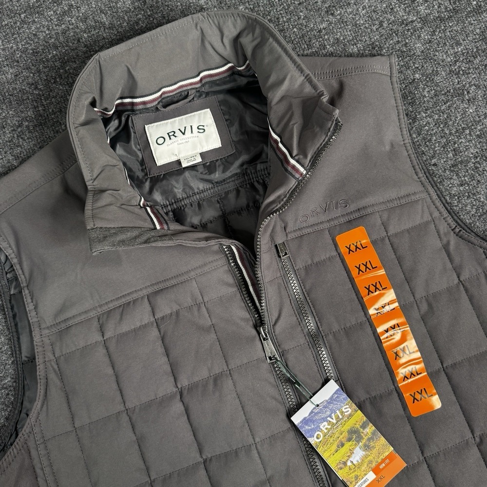 Orvis Vest Mens Size XXL Gray Blazer‎ Quilted Jacket Sleeveless 1174138 BIG NWT - Picture 2 of 12